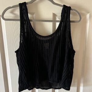 a new day Black Crochet Tank Top